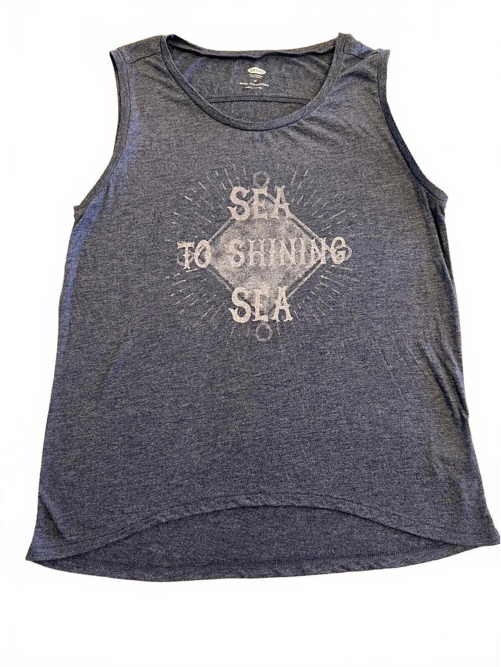 Old Navy Relaxed Fit Sleeveless Tank Top Sea to Shining Sea Graphic